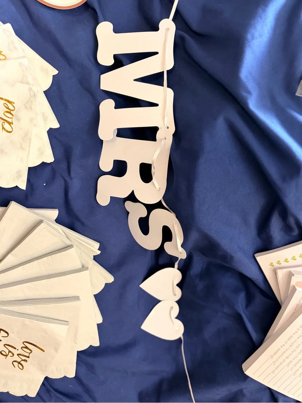 White 'Miss to Mrs' Bridal Party Banner & Rose Gold Bachelorette Signs